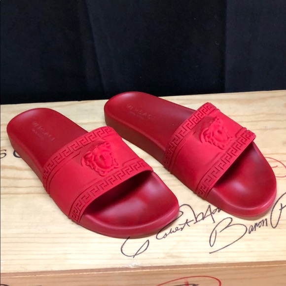 red versace slippers